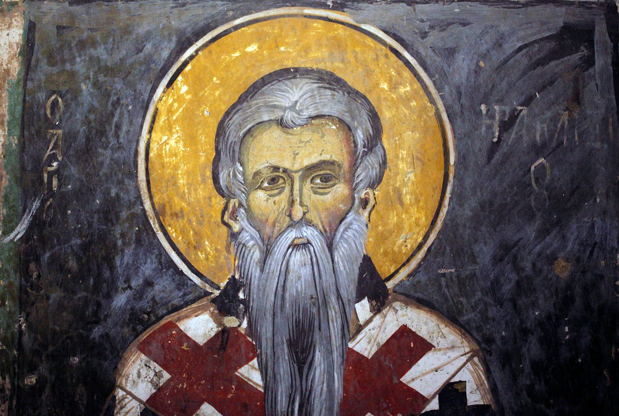 Aziz Iraklion (Heraklion) Agios Ioannis Lampadistis manastırından Bizans freski, Aziz John Lampadistis 11. yüzyıl Kıbrıs Boyalı kiliseler UNESCO sitesi Trodos, Kıbrıs by Unbekannt