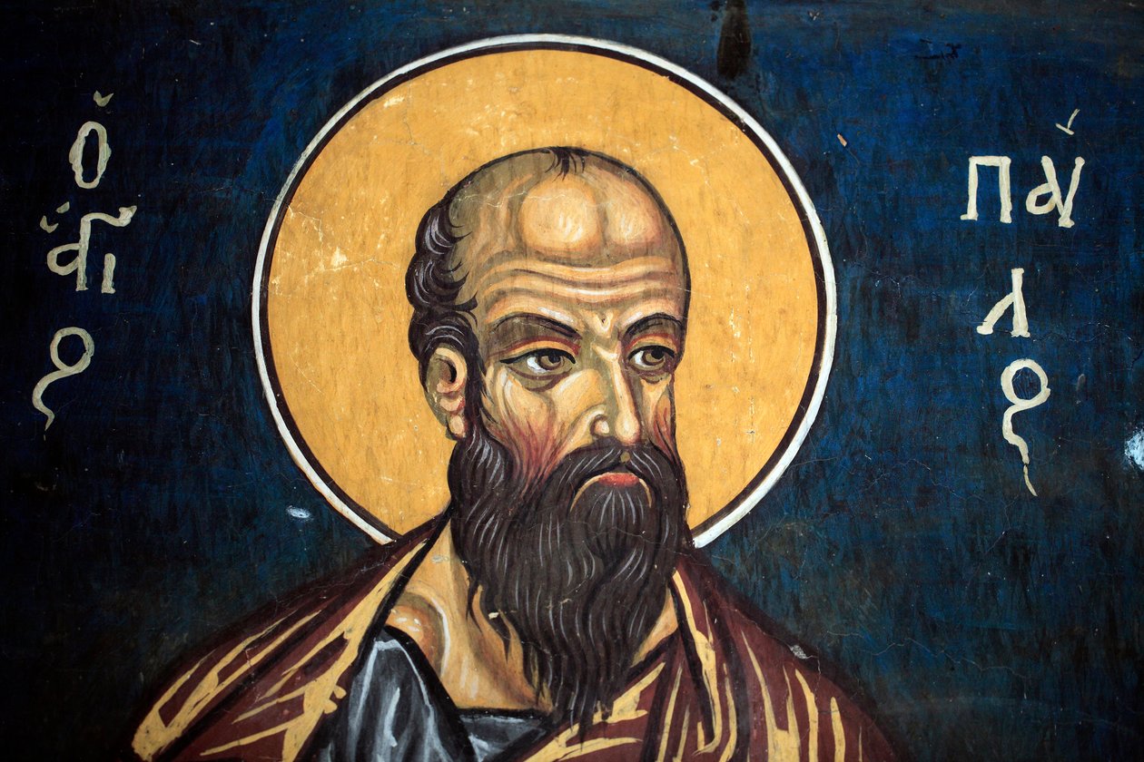 Aziz Paul: 14. Yüzyıldan Bizans freski (1332) Nathex, güney duvar Phorbiotissa Bakire kilisesi, Asinou Unesco sitesi Troodos bölgesi, Kıbrıs by Unbekannt