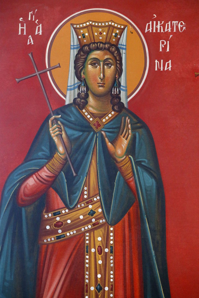 Kutsal haç kilisesinde Sainte Kathrine freski, Pedoulas, 20150510, Pedoulas, Kıbrıs by Unbekannt