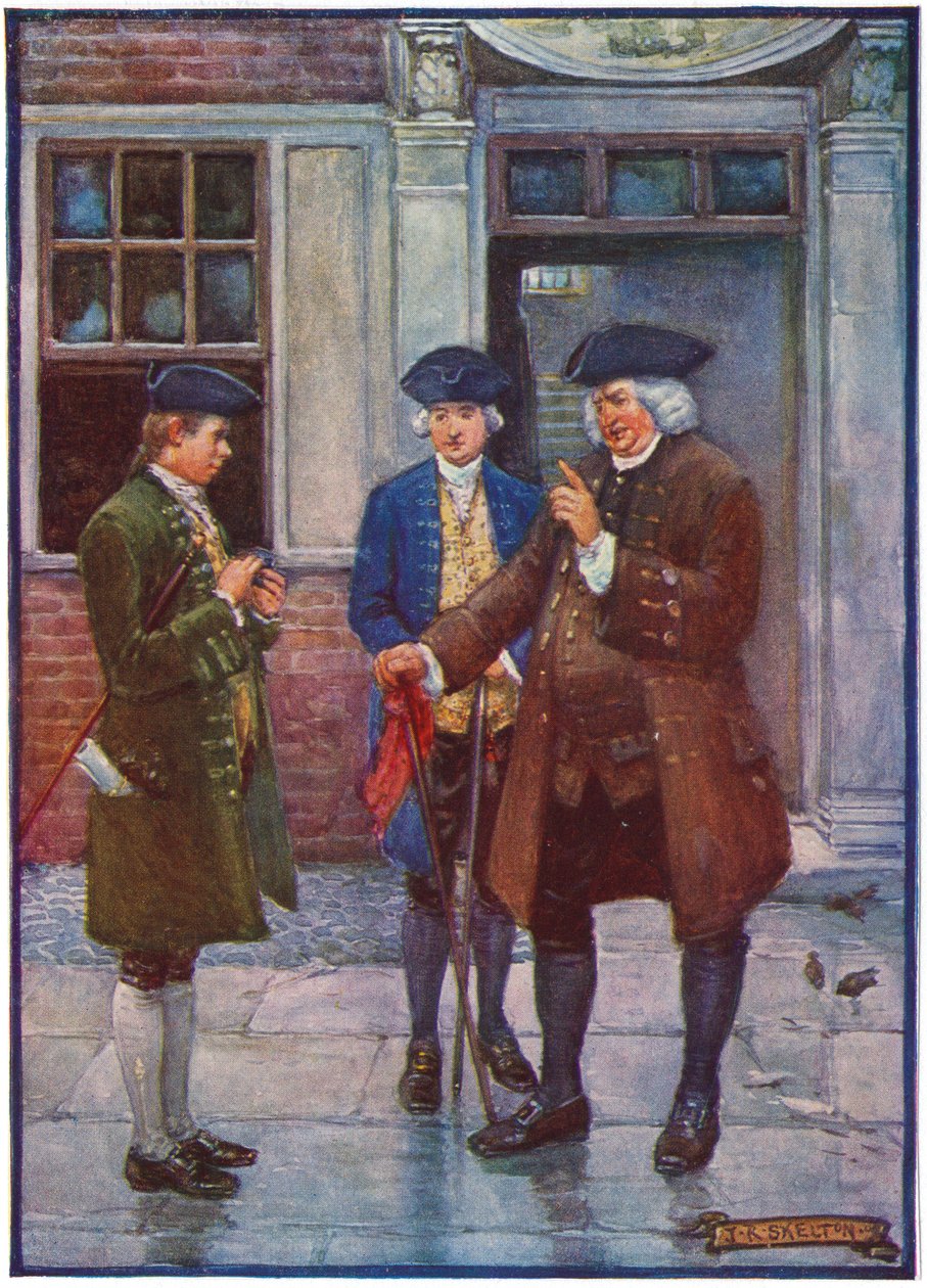 İngiliz yazar Samuel Johnson, Oliver Goldsmith ile konuşuyor, c1755-1774 by Unbekannt