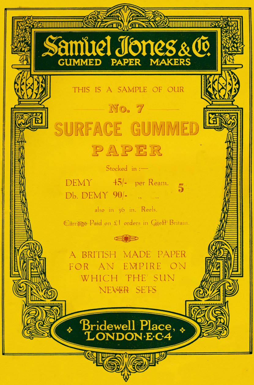 Samuel Jones & Company Yapışkanlı Kağıt Üreticileri reklamı, 1919 by Unbekannt