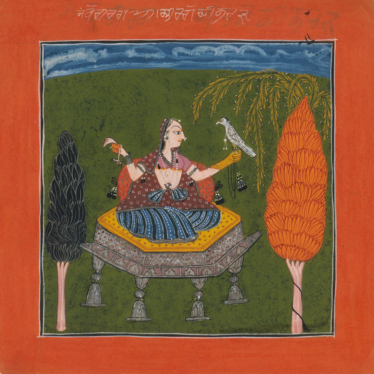 Sanvari Ragini, Bir Ragamala Serisinden Sayfa Müzikal Modlar Çelengi, ca. 1700-1710. by Unbekannt