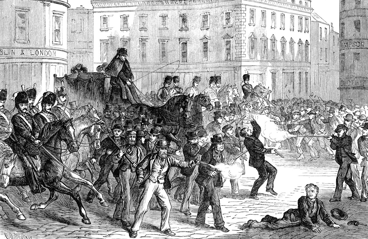 19. yüzyılın sonlarında bir Belfast isyanında sahne by Unbekannt