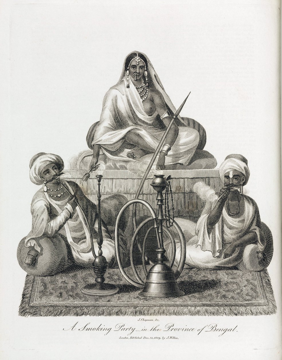 Bengal eyaletinde (Hindistan) sigara içme sahnesi by Unbekannt
