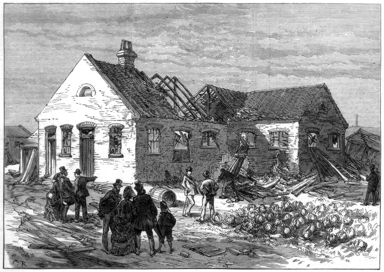 Cartridge fabrikasındaki patlama sahnesi, Greenwich Marshes, 1872 by Unbekannt