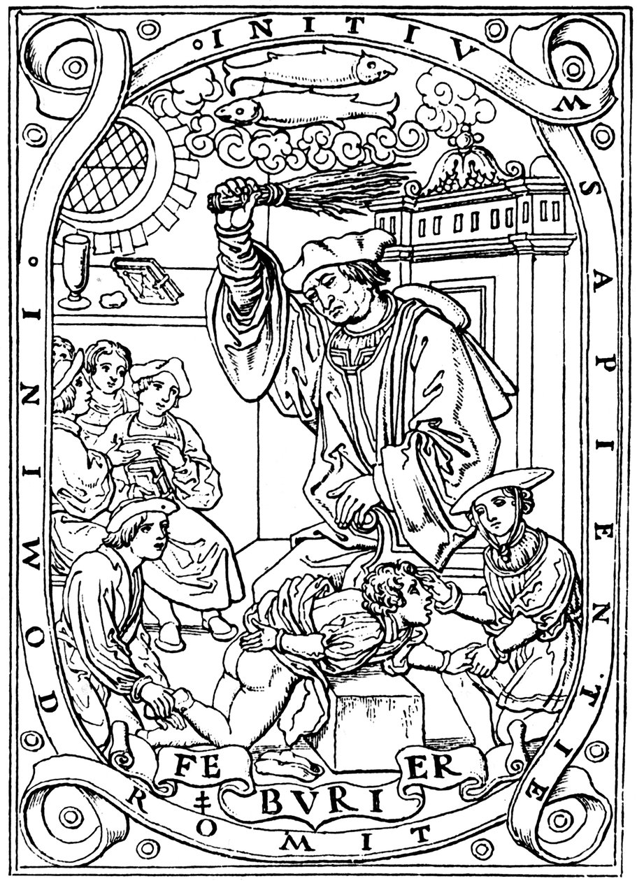 Kendisine huş ağacıyla dövülen bilgi sahibi okul çocuğu, 1526 by Unbekannt