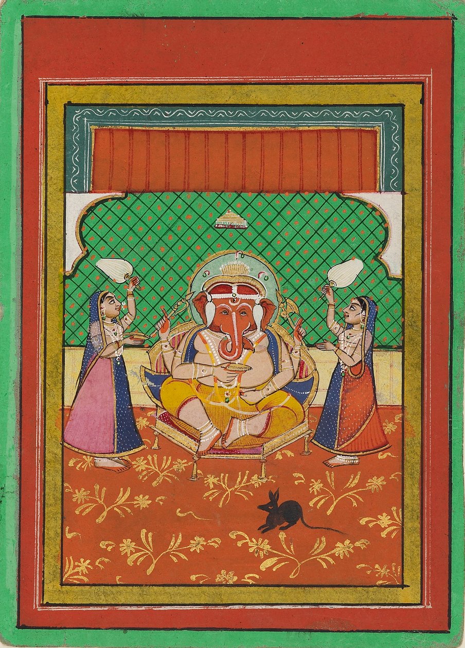 Oturan Ganesha, 20. yüzyılın başlarında görevlilerle by Unbekannt