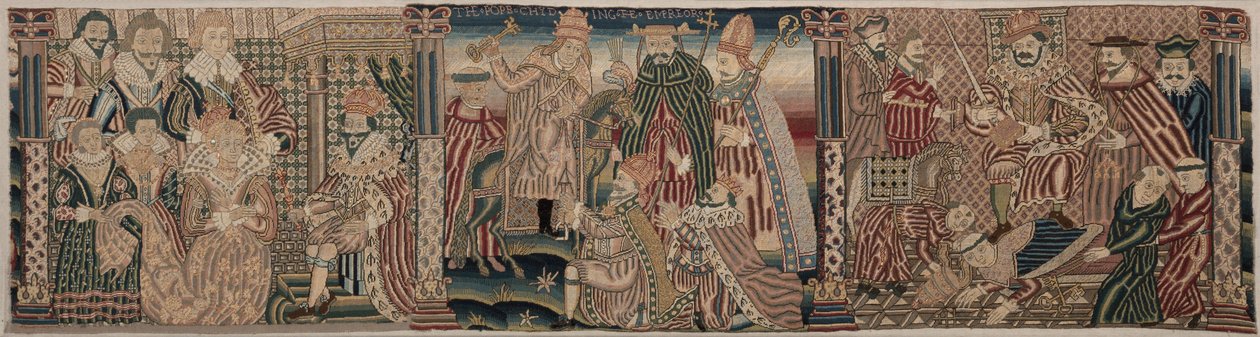 İşlemeli Frizden Kesit: Ahasuerus ve Esther, Papa İmparatoru Azarlıyor, 1625-1649. by Unbekannt