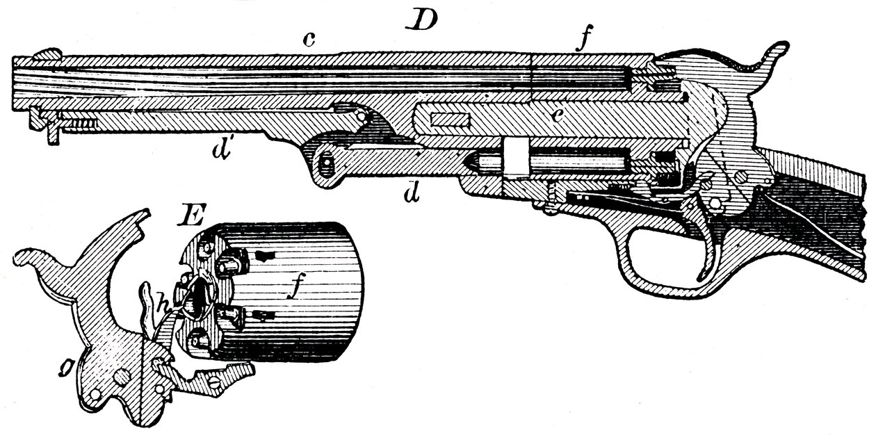 Colt tabancasının kesit görünümü, c1880 by Unbekannt