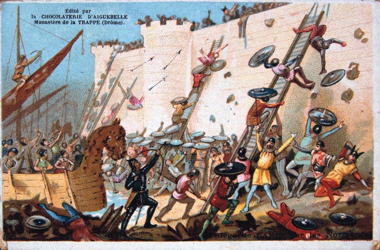 Normanlar tarafından Paris Kuşatması, 19. Yüzyıl. Renkli Litograf. Özel koleksiyon by Unbekannt