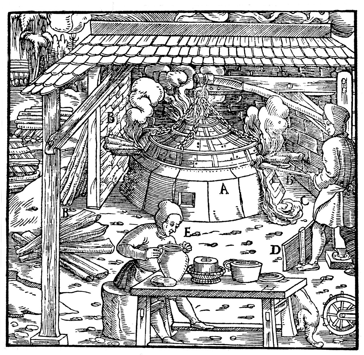 Bir kupelasyon fırınında kurşunun gümüş veya altından ayrılması, 1556 by Unbekannt