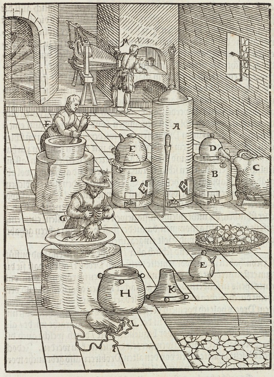 Altın ve Cıva Cevherlerinin Ayrılması - Cevherlerin Tanımından Gravür ve Madenciliğin Temel Yöntemleri, Lazarus Ecker by Unbekannt
