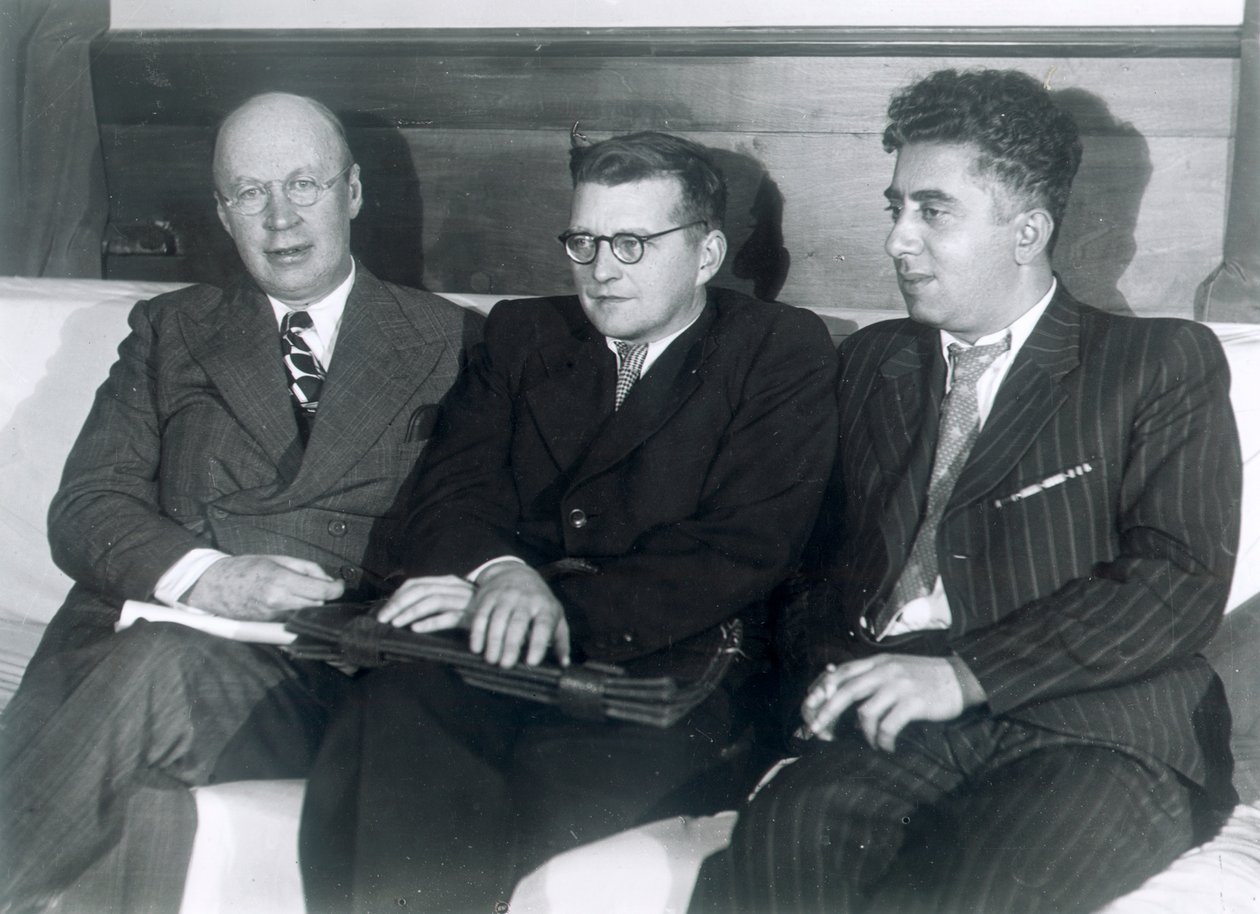 Sergei Prokofiev, Dmitri Shostakovich ve Aram Khachaturian, Rus besteciler, 1945 by Unbekannt