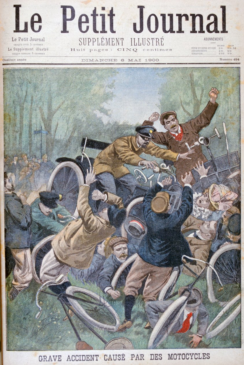 Bisikletlerin neden olduğu ciddi kaza, Paris, 1900 by Unbekannt