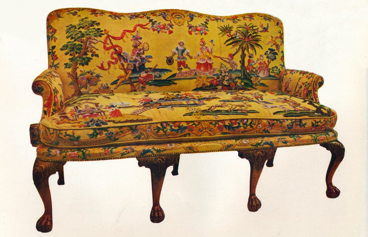 Dönem Chinoiserie işlemeli kanepe, c1710 by Unbekannt