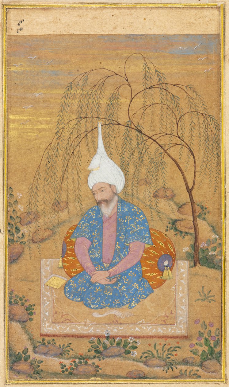 Şah Tahmasp I 1514-1576 Bir Manzarada Oturan, c. 1575. by Unbekannt