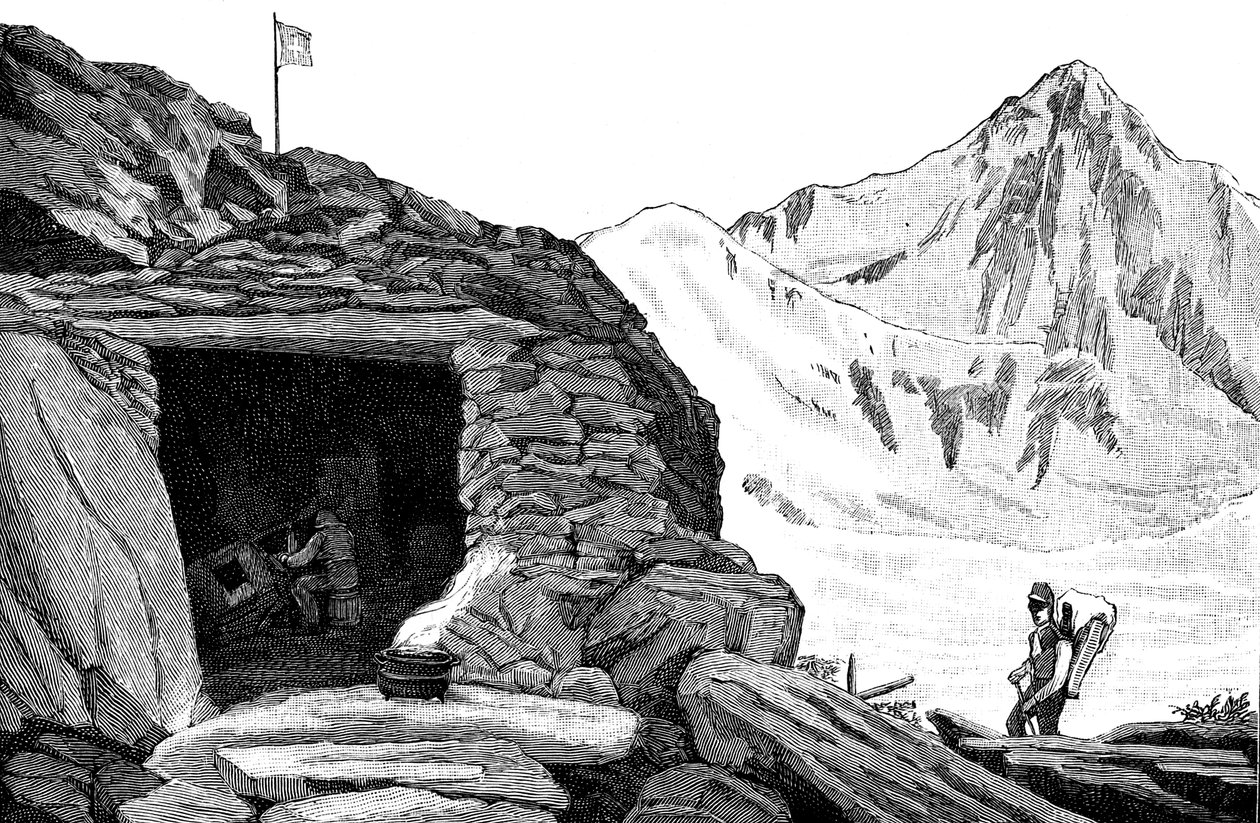 Buzulbilimci Louis Agassiz tarafından inşa edilen barınak, Aar buzulu, İsviçre, 1840 1885 by Unbekannt