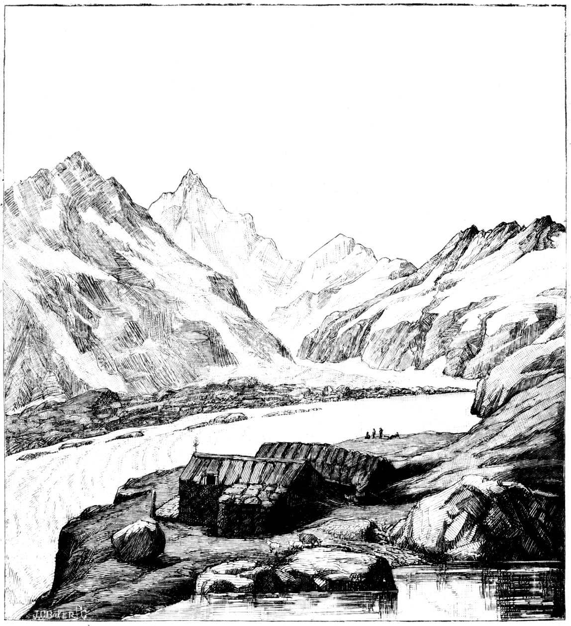 Buzulbilimci Louis Agassiz tarafından inşa edilen barınak, Aar buzulu, İsviçre, 1842 1885 by Unbekannt