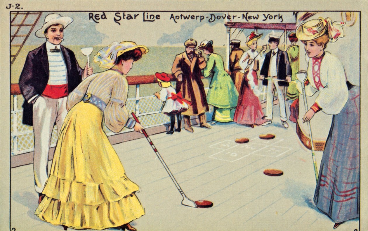 Red Star Line yolcu gemisinde shuffleboard, 1907. by Unbekannt