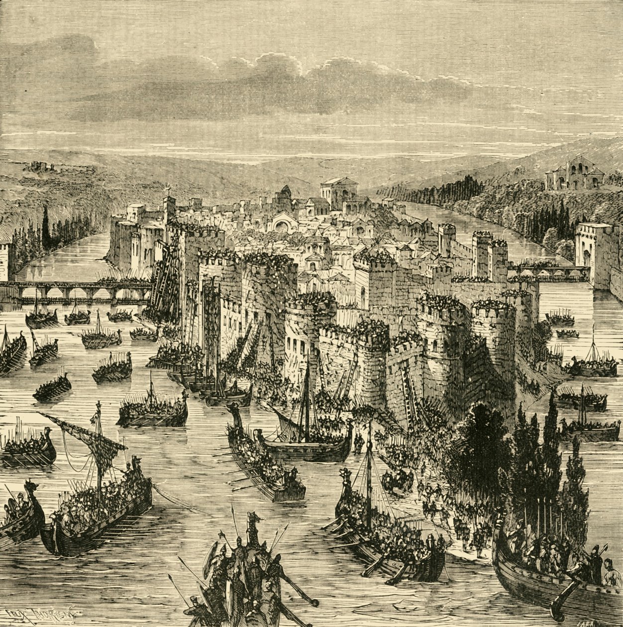 Norsemen tarafından Paris Kuşatması, 845, 1890. by Unbekannt