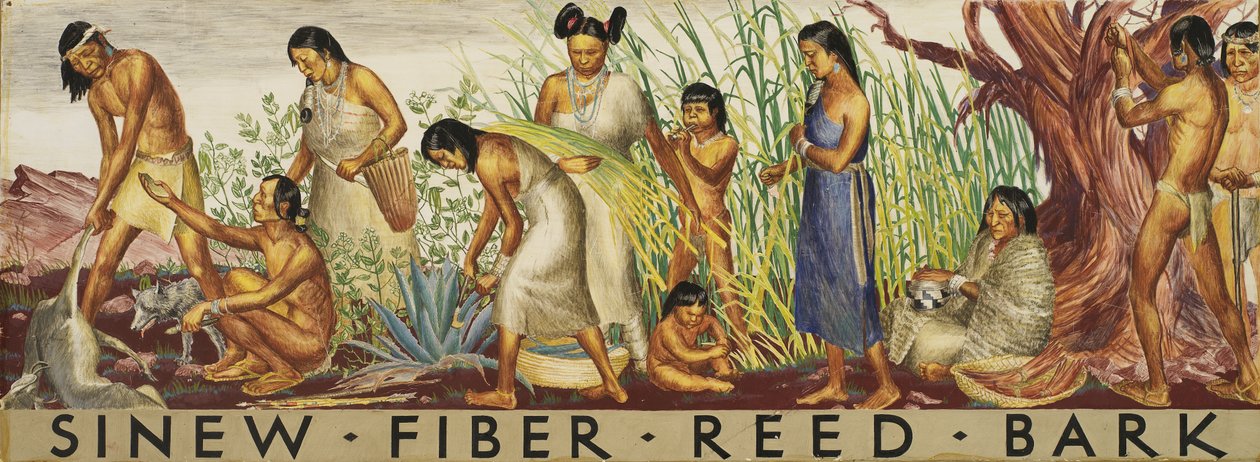 Sinew, Fiber, Reed, Bark duvar çalışması, ca. 1933-1943. by Unbekannt