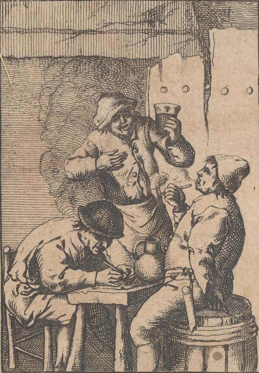 İki Sigara İçen Arasında Duran Şarkıcı, 1610-85. by Unbekannt