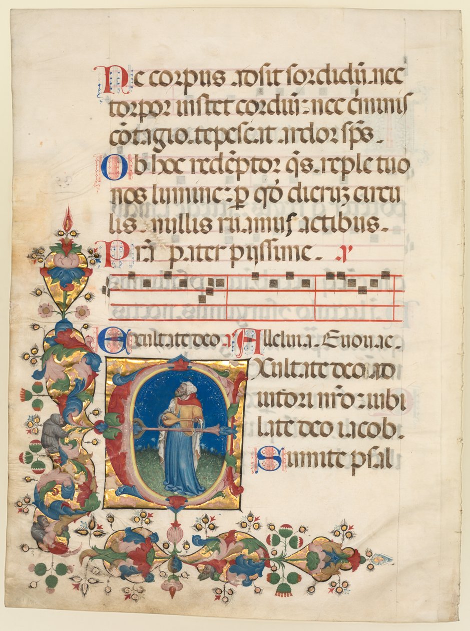 Bir Koro Mezmurundan Kesilmiş Tek Yaprak: King David Playing ile İlk E[xultate Deo], c 1408. by Unbekannt