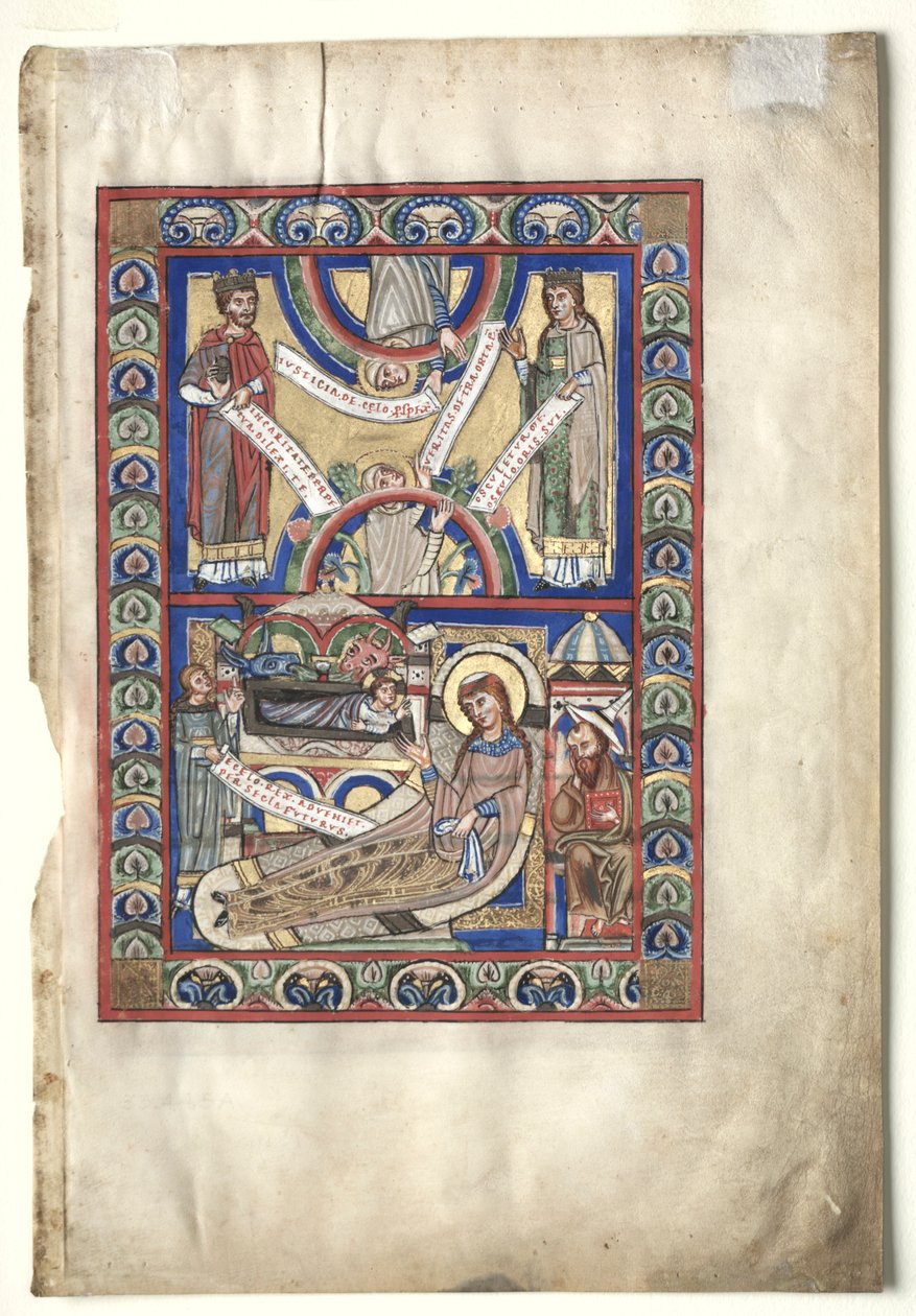 İncil Kitabından Kesilen Tek Yaprak: Doğuş recto, c. 1190. by Unbekannt