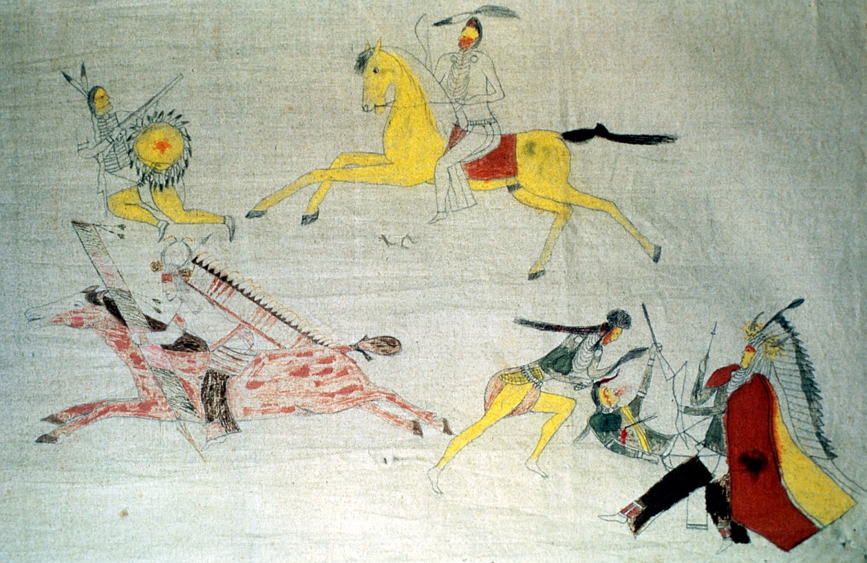 Savaşta Sioux savaşçıları, c1890 by Unbekannt