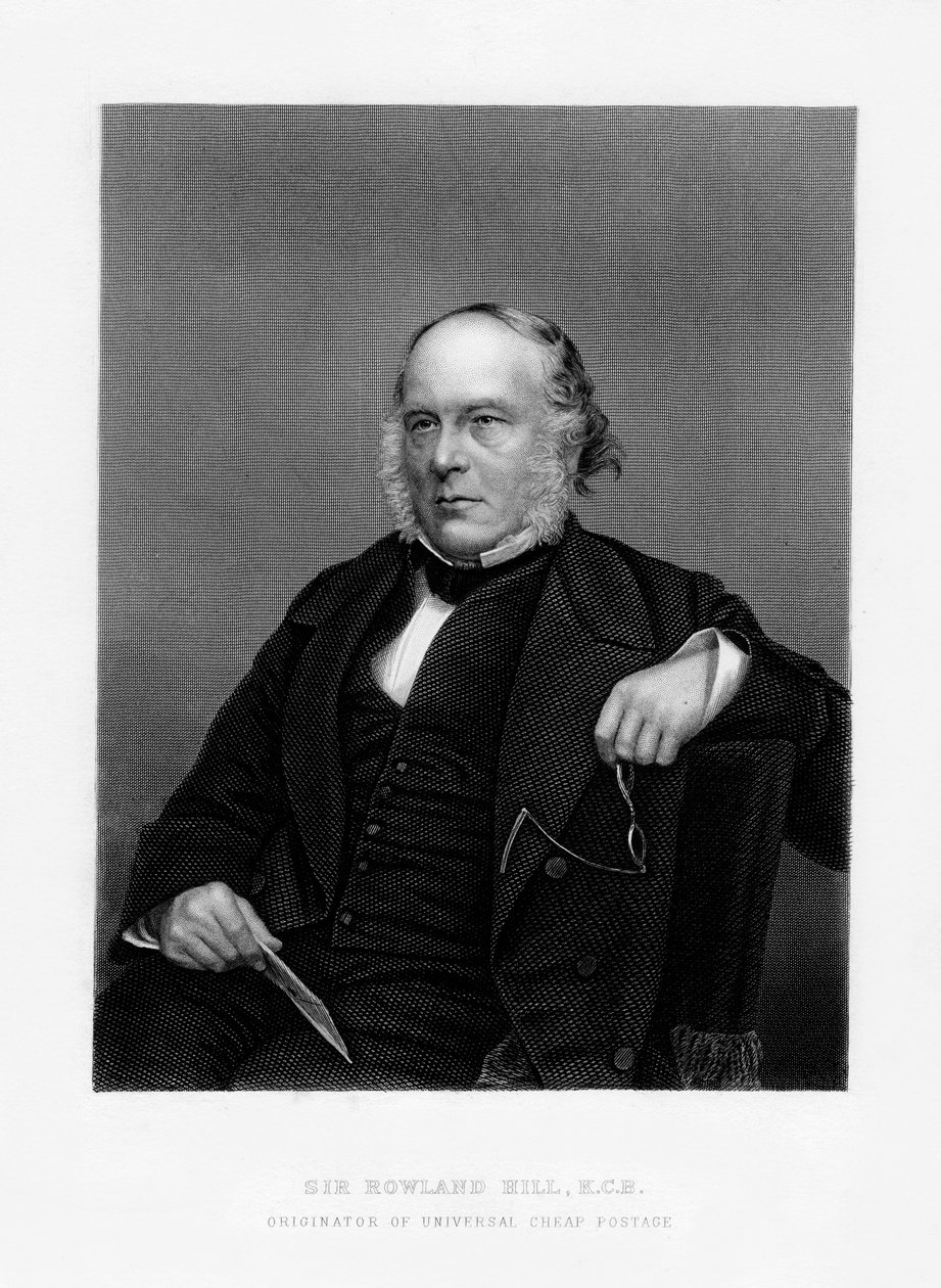 Sir Rowland Hill, İngiliz öğretmen, hiciv yazarı ve kuruş posta ücretinin yaratıcısı, 19. yüzyıl by Unbekannt