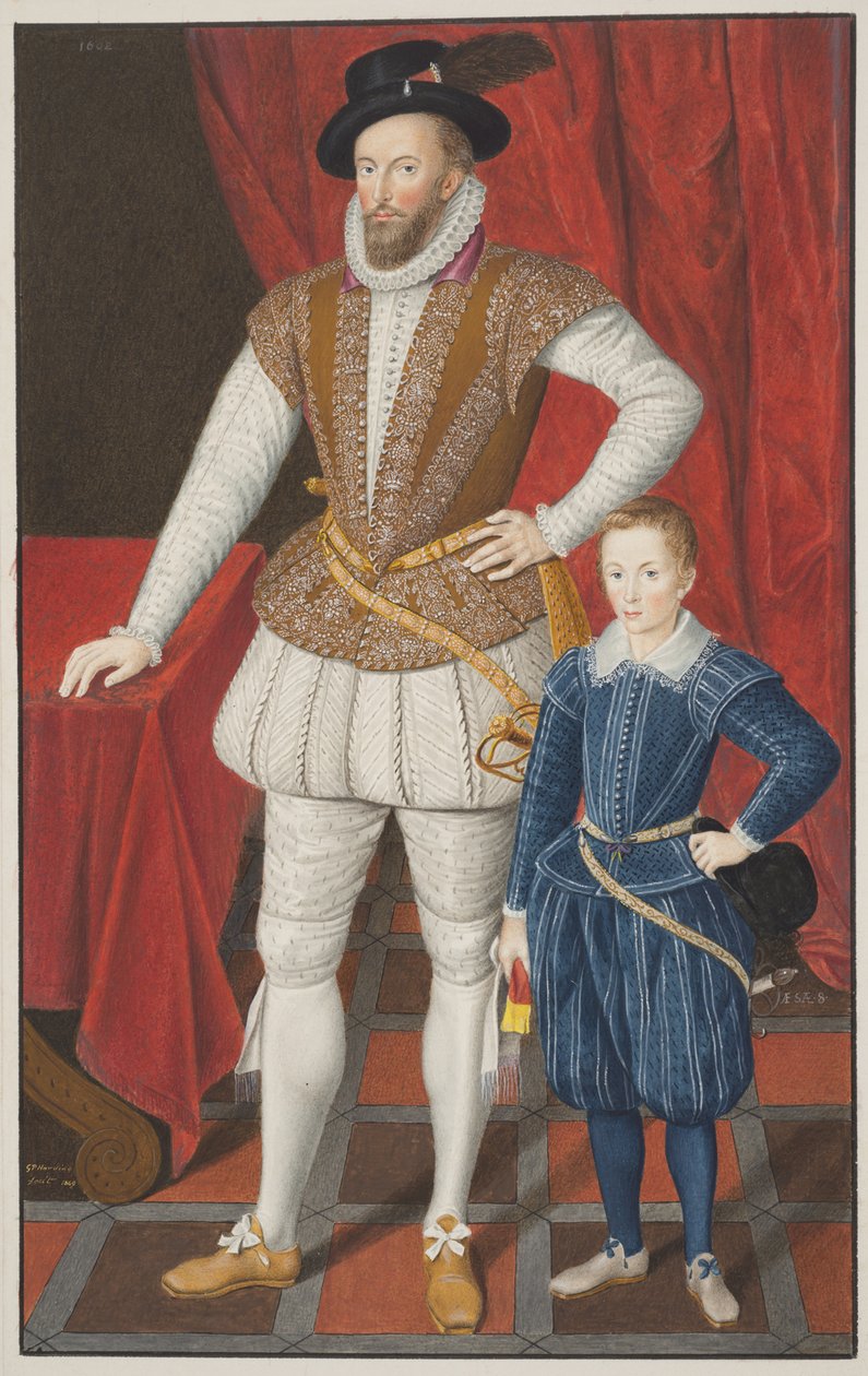 Sir Walter Raleigh ve oğlu, 1602 by Unbekannt