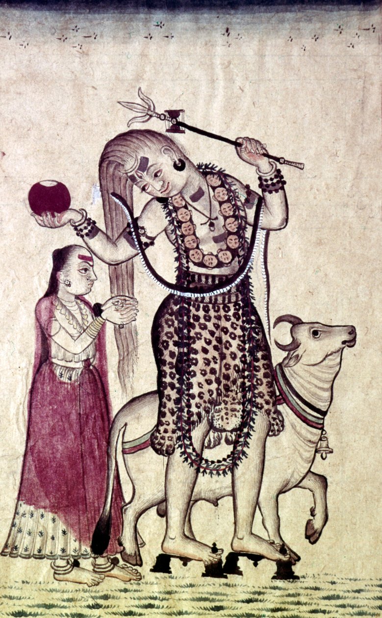 Siva, ardından eşi Parvati, Bull, Nandi, c1730 ile yürüyor. by Unbekannt
