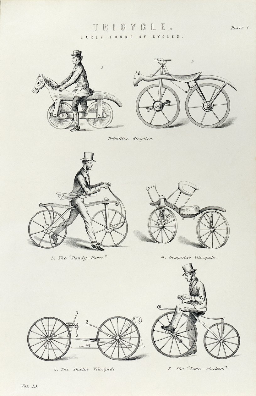 Altı erken bisiklet formu, c1870 by Unbekannt