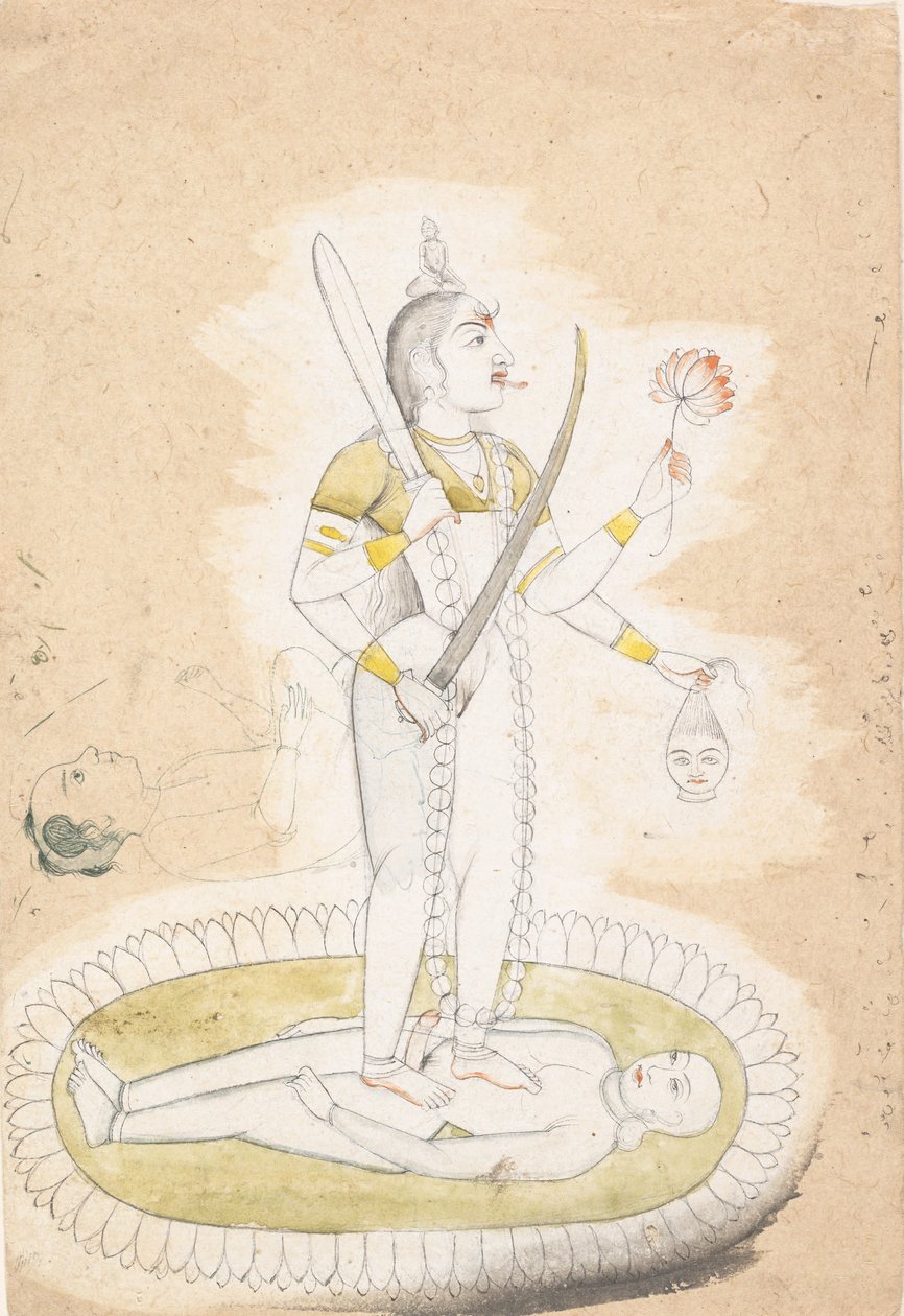Kali ve Bir Genç Oğlan ile eskiz, ca. 1800. by Unbekannt