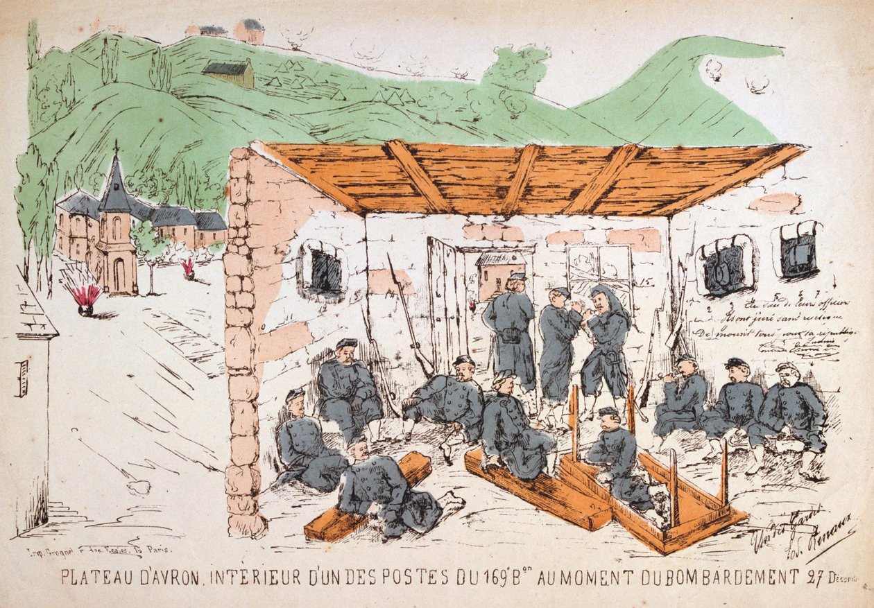 Bir bombardıman sırasında bir binanın içindeki askerler, Fransa-Prusya Savaşı, Aralık 1870 by Unbekannt