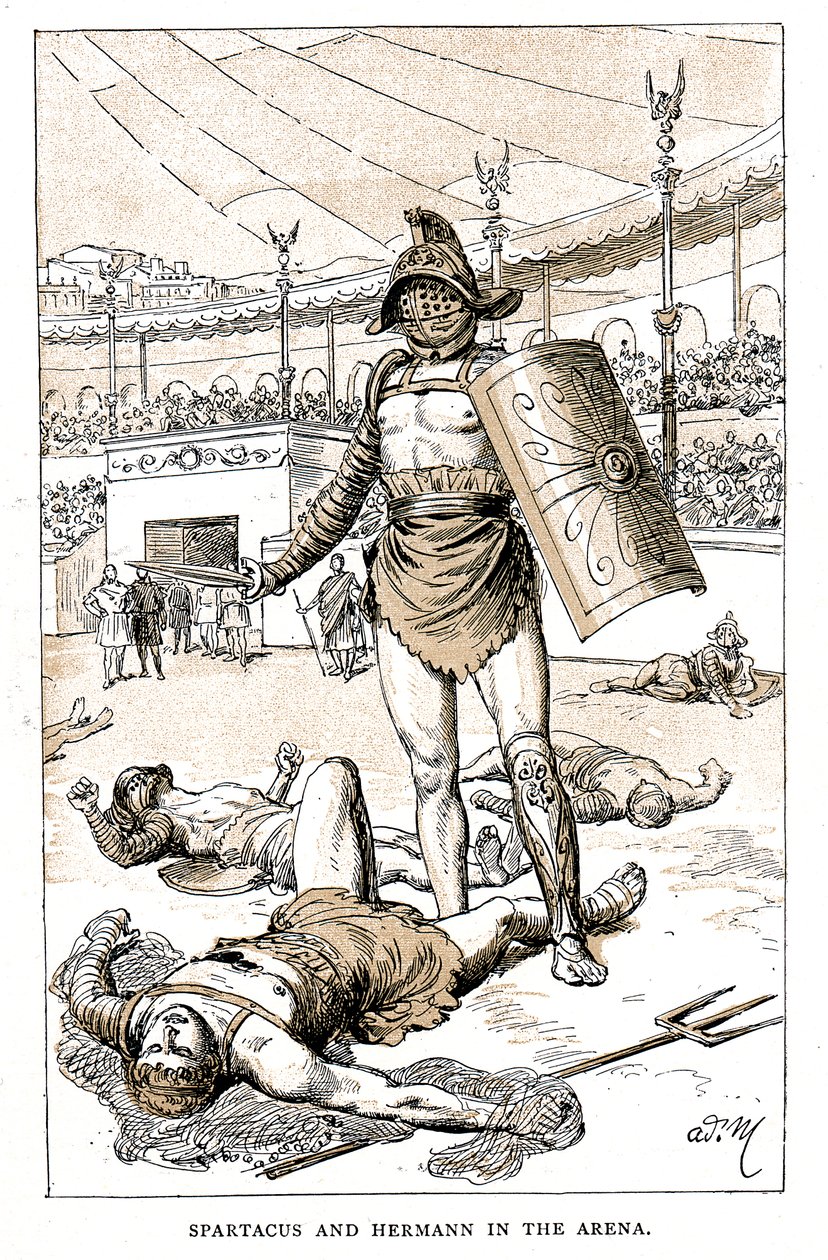 Arenada Spartacus ve Hermann, 19. yüzyılın sonlarında by Unbekannt