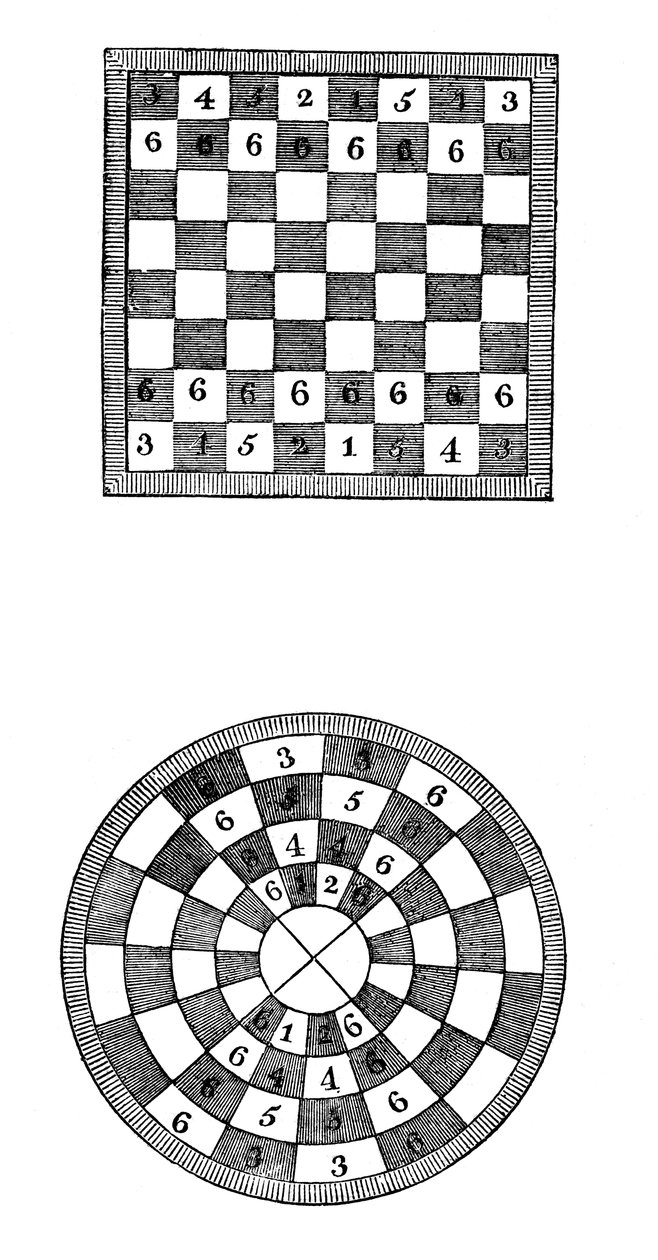 Kare ve dairesel satranç tahtaları, 14. yüzyıl, 1833 by Unbekannt