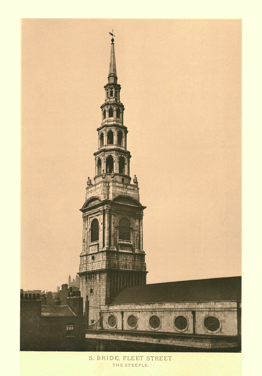 St Bride, Fleet Street, The Steeple, 19. yüzyılın ortaları. by Unbekannt