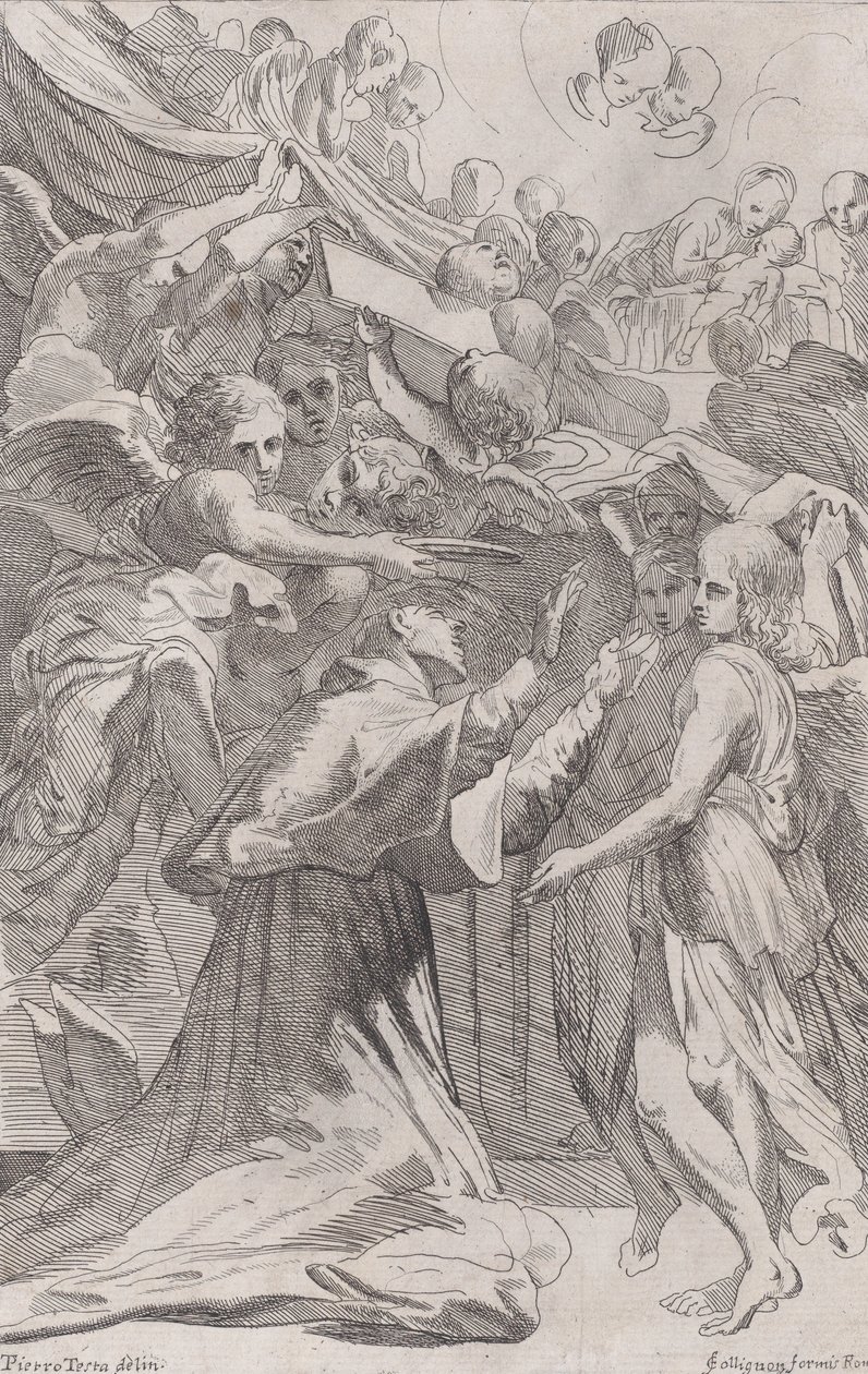 Meleklerle çevrili St. Carlo Borromeo, 1650-70. by Unbekannt