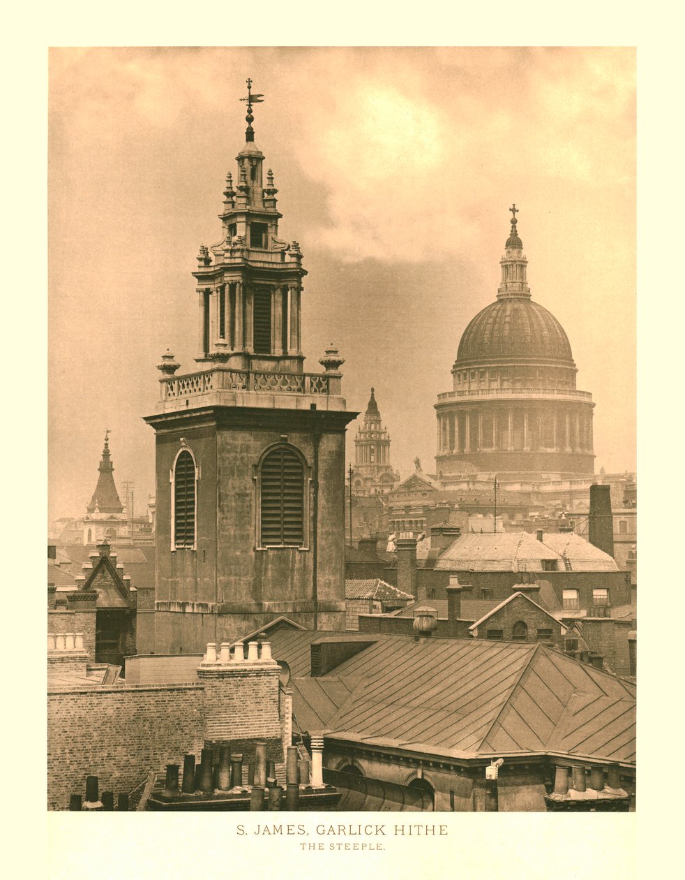 St James, Garlick Hithe, The Steeple, 19. yüzyılın ortaları. by Unbekannt