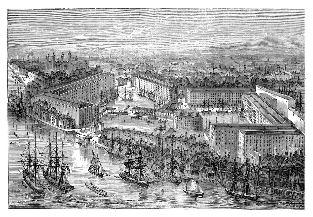 St Katherines Docks, Londra, 19. yüzyılın sonlarında by Unbekannt