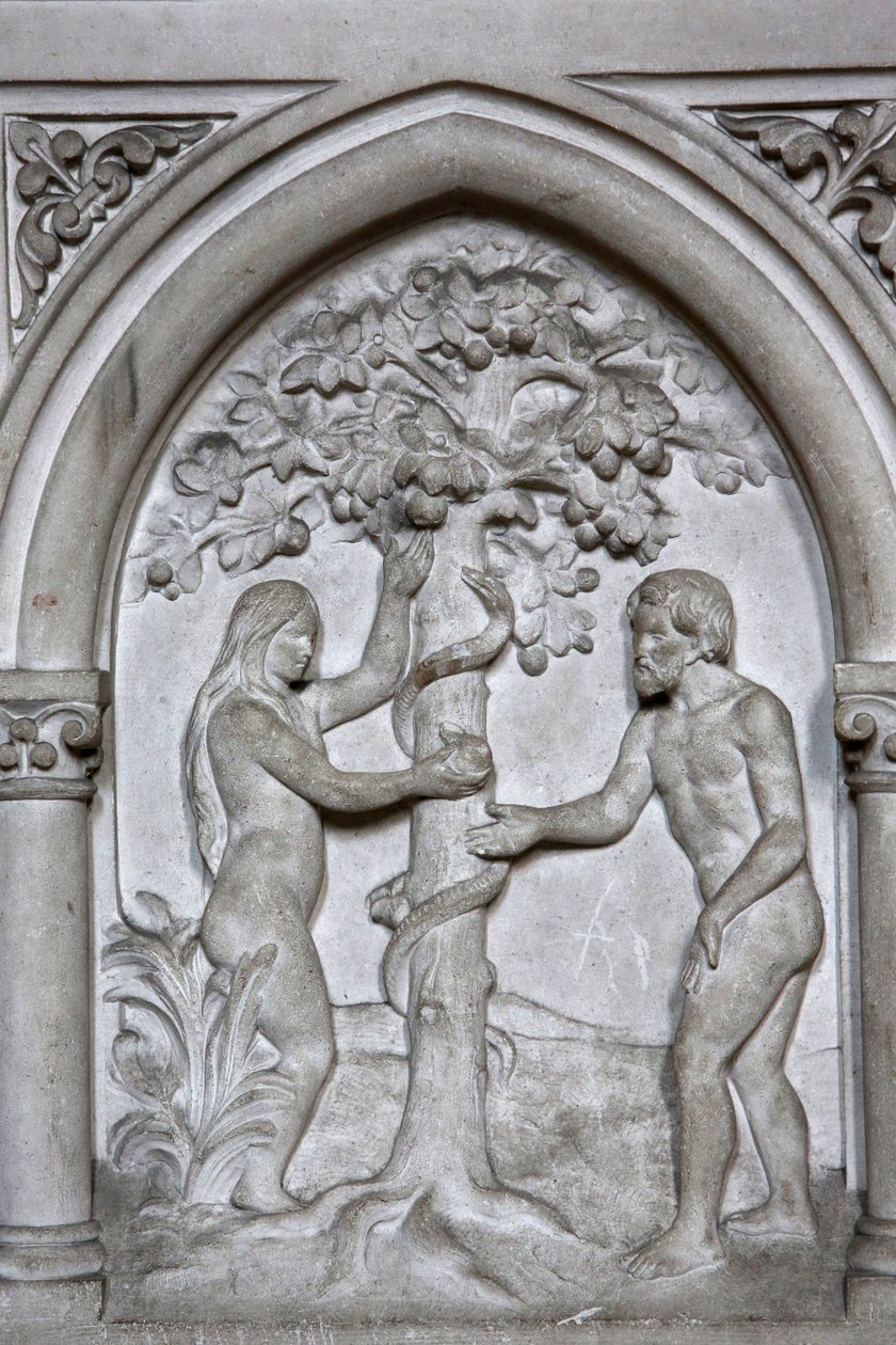 St Martin Katolik Kilisesi, Villers sur Mer, Fransa. Rahatlama. Adem ve Havva by Unbekannt