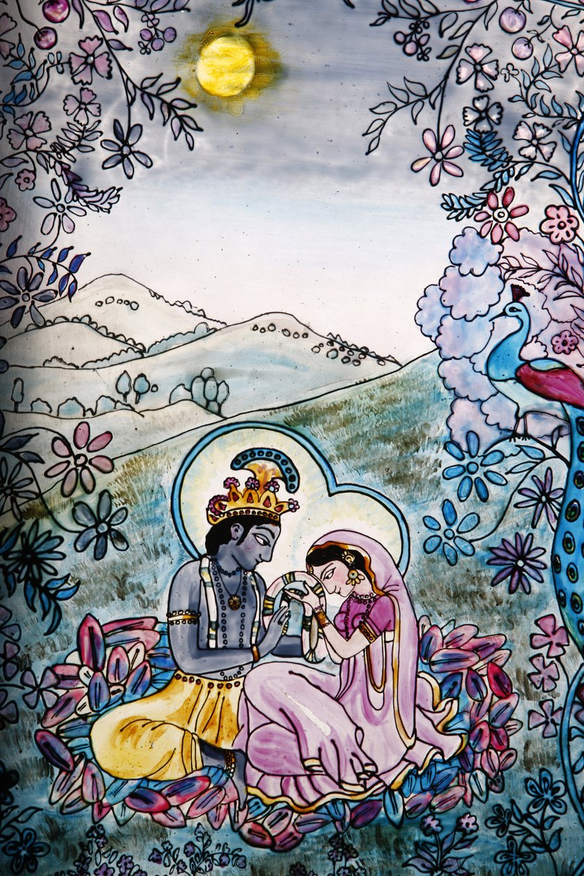 Iskcon tapınağında vitray: Krishna ve Rada, Londra, Grande-Bretagne by Unbekannt