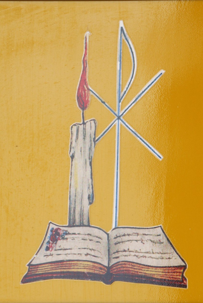 Vitray pencere. Sunak mumu ve İncil, Aneho, Togo by Unbekannt