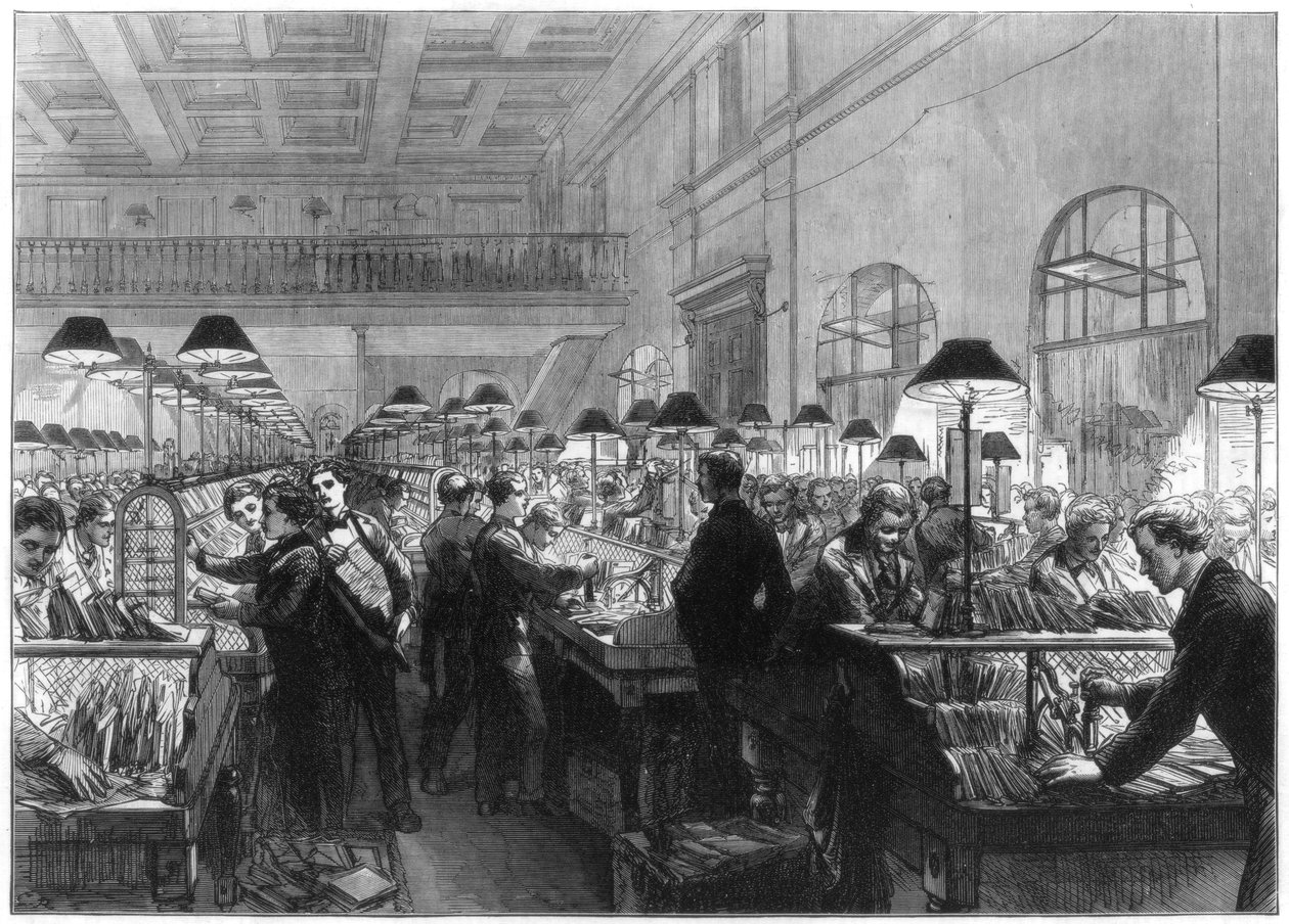 Damgalama ve ayırma ofisi, General Post Office, Londra, 1875 by Unbekannt