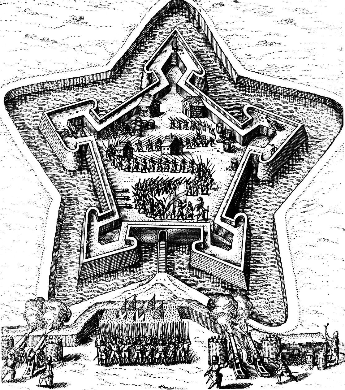 Kuşatma altına giren bir hendekle korunan Star Fort, 1617-1619 by Unbekannt