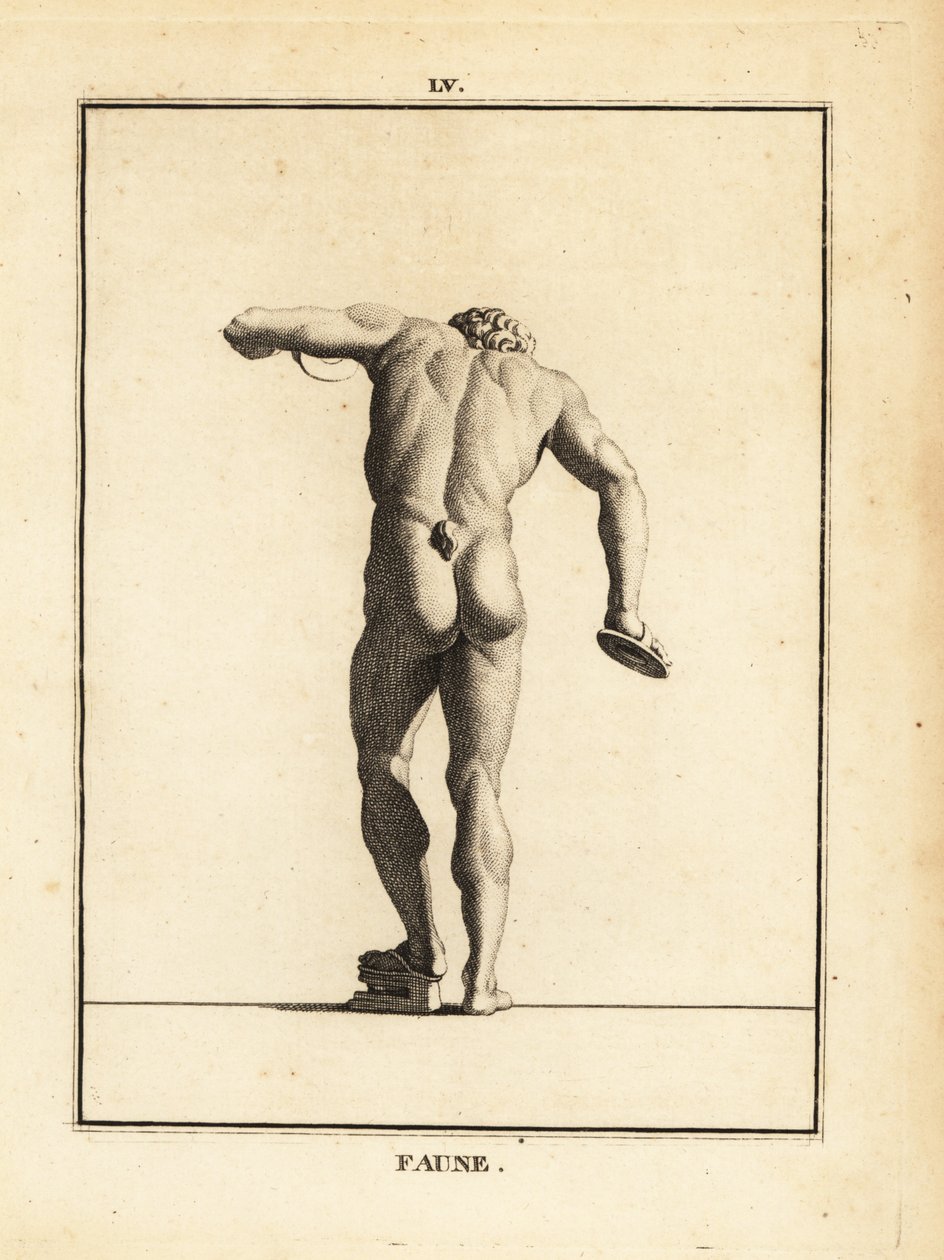 Bacchanalian aleminde ziller ve scabellum ile bir Faun heykeli by Unbekannt