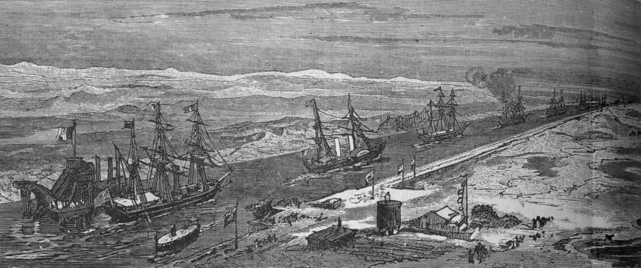 Süveyş Kanalından Geçen Buharlı Gemiler, c1882 by Unbekannt
