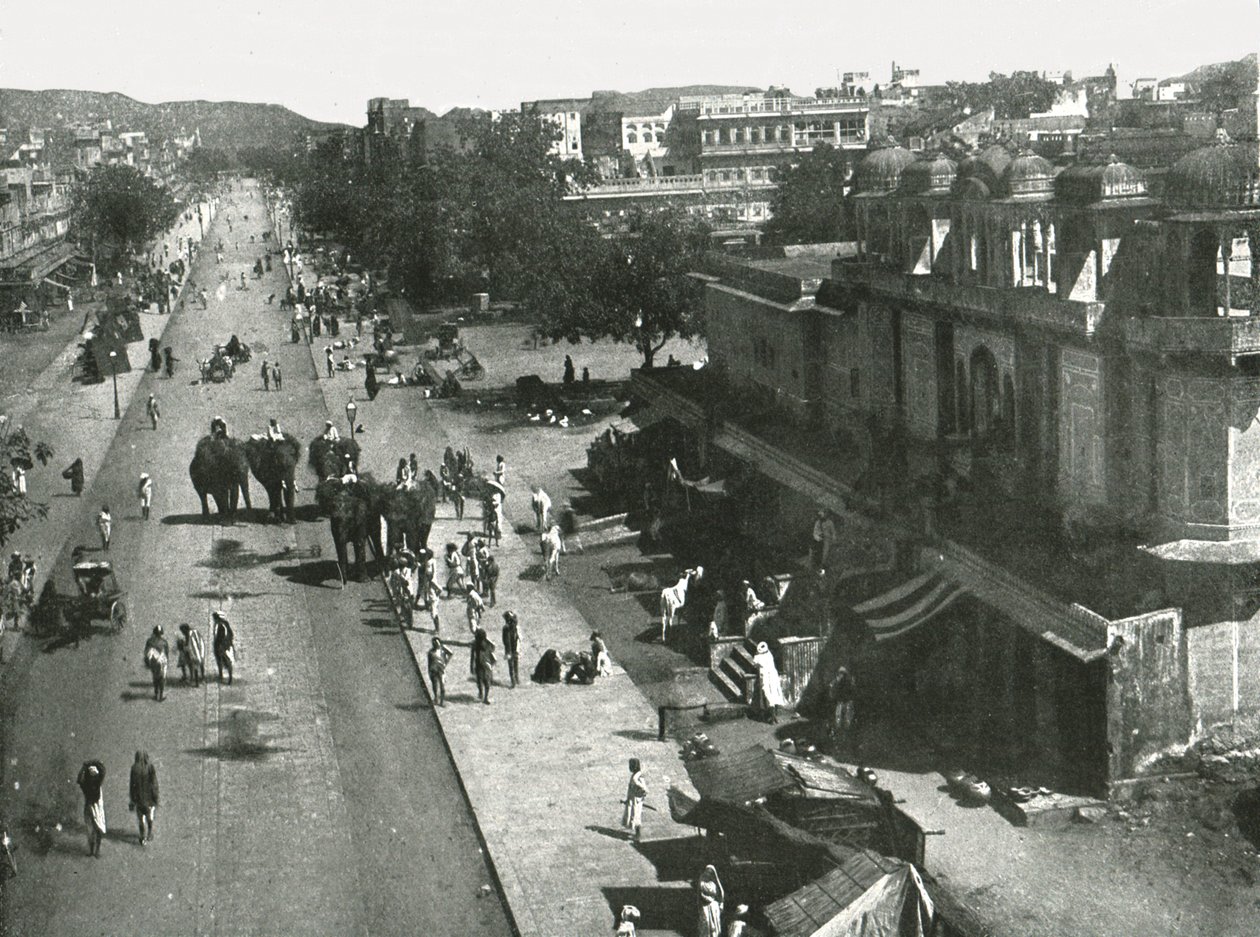 Jaipur, Hindistan, 1895 şehrinde sokak sahnesi. by Unbekannt