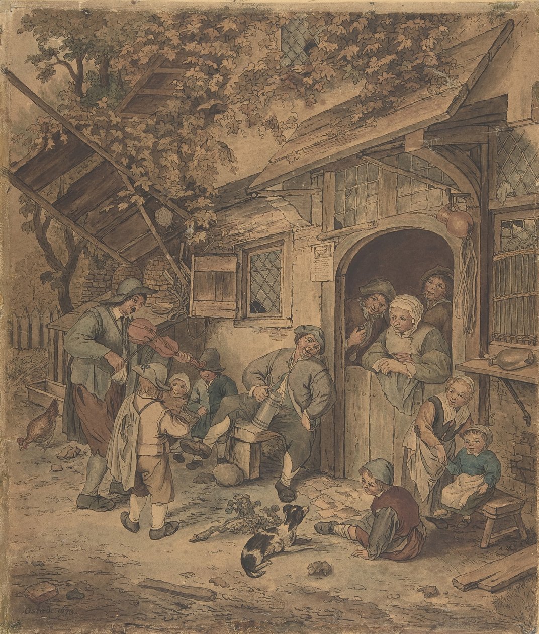 Bir Ale Evi Kapısında Gezici Kemancı, 1625-85. by Unbekannt